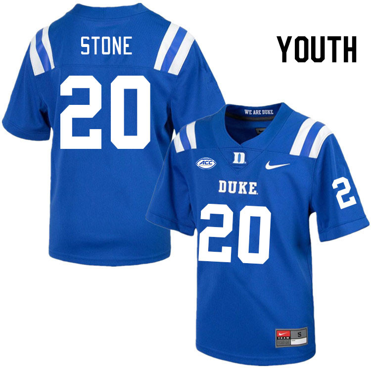 Youth #20 DaShawn Stone Duke Blue Devils College Football Jerseys Stitched Sale-Royal - Click Image to Close